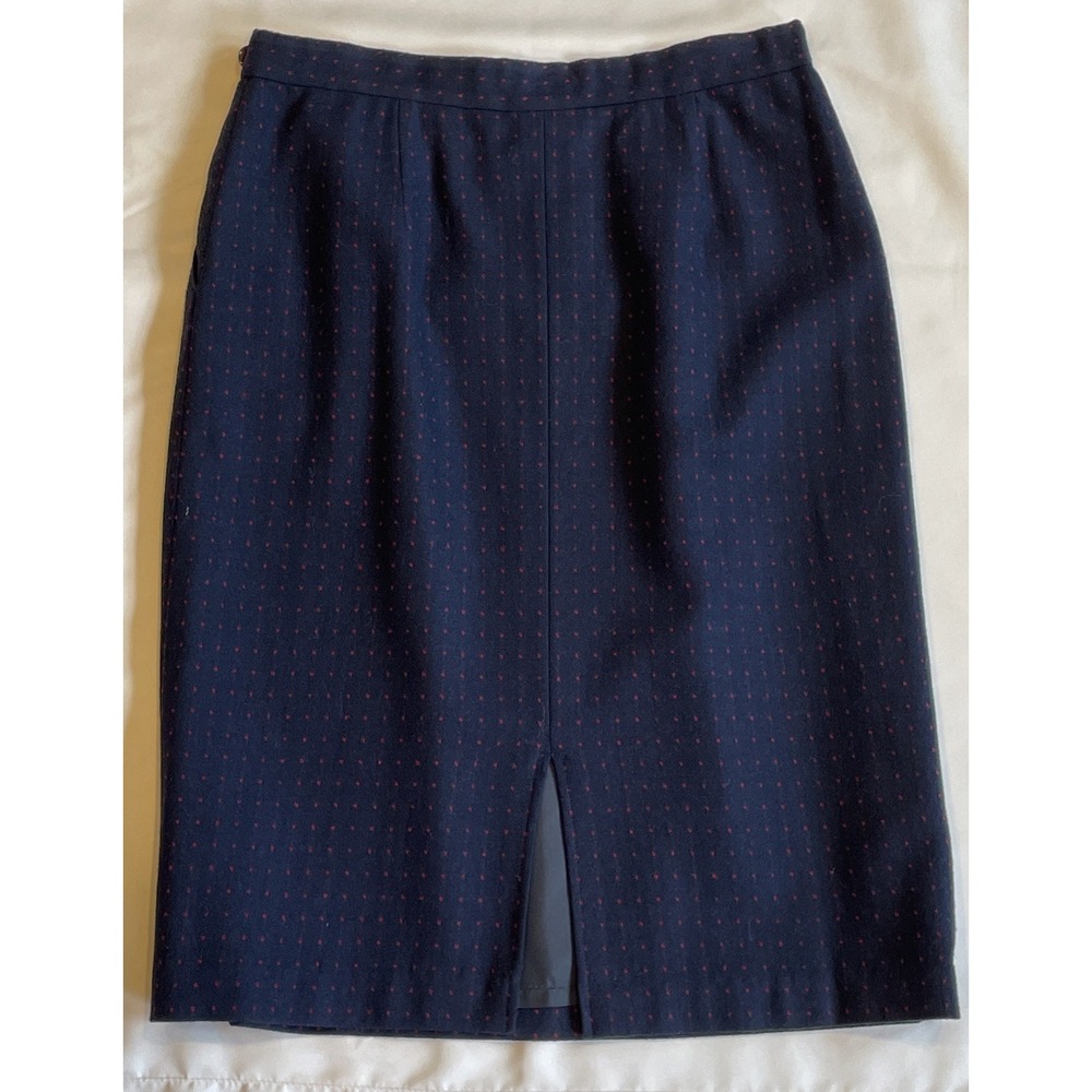 Vintage Pendleton Wool Aline Skirt Size 14 Pockets Blue W/red Dots 70's/80's USA - Picture 10 of 14